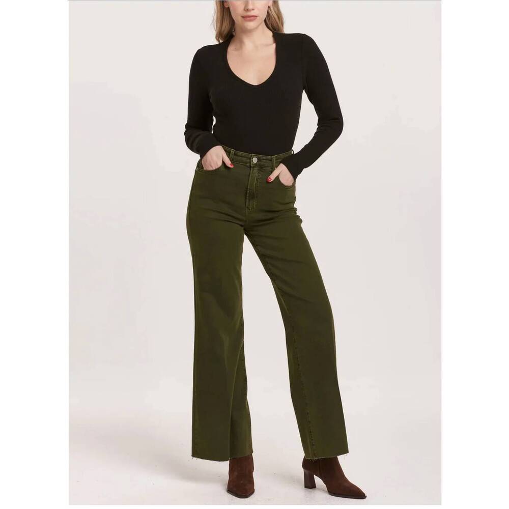 NEW DEAR JOHN DENIM fione high-rise wide-leg jeans in pine